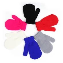 Hotesale/1 пара разноцветных плотных теплых флисовых детских зимних вязаных теплых перчаток для мальчиков и девочек