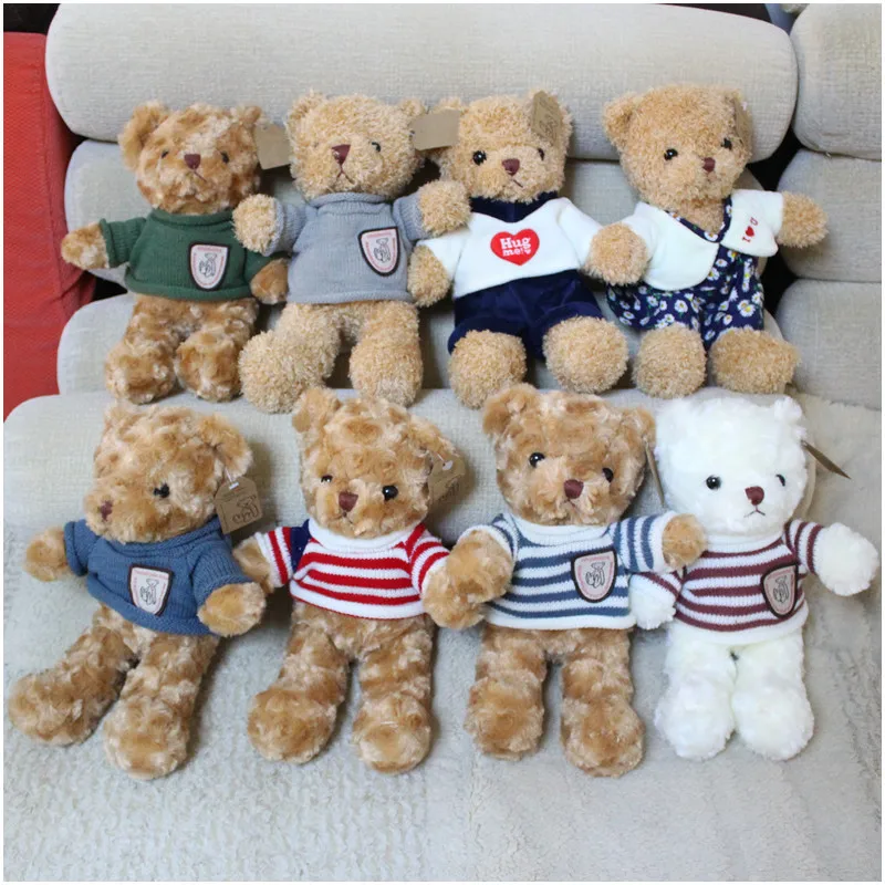 

30cm Lovely Couple Teddy Bear With Cloth Plush Toys Dolls Stuffed Toy Kids Baby Children Girl Birthday Christmas Gift