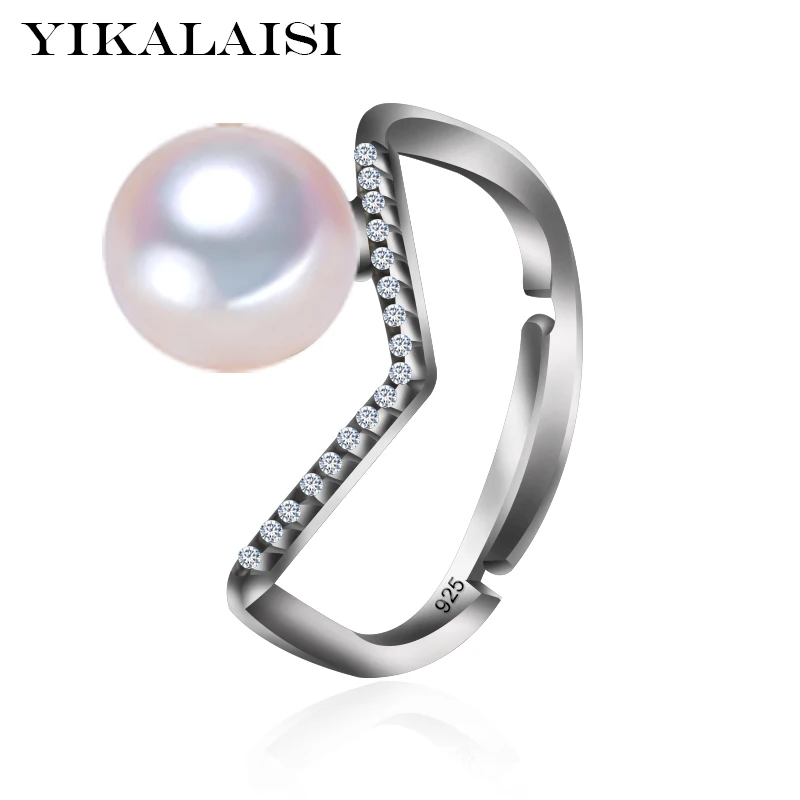 

Anillo de perlas de agua dulce natural de 8-9mm de joyería de plata de ley YIKALAISI 925 para mujeres de oficina