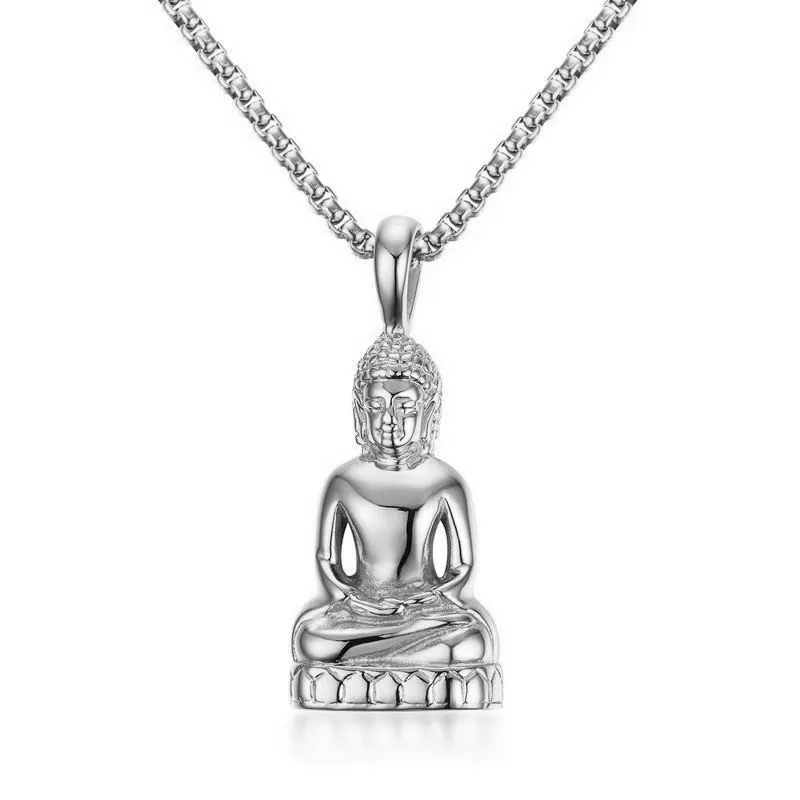 

Good Quality Buddha Pendant With Necklace Vintage China Style Pendant Men Women Fashion Steel Pendants Jewelry CX55