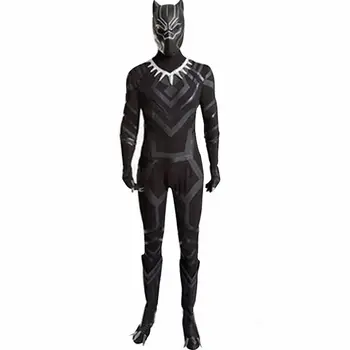 

2018 Black Panther Cosplay Costume adult Carnival Halloween costume Superhero Black Panther jumpsuit mask black suit costumes
