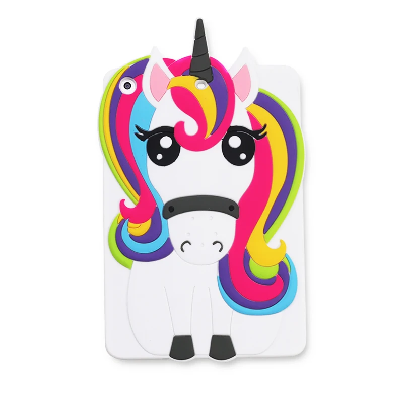 

For iPad Mini 1 2 3 3D Cute Tablet Cover Cartoon Soft TPU Cover For iPad 2 3 4 5 6 Unicorn Horse Protective Phone Cover