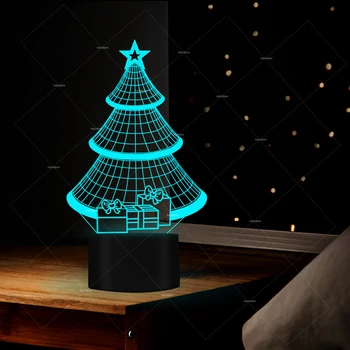 

Color changing 3D Optical Illusion Xmas TREE LED Sculpture Night Lights Desk Lamp
