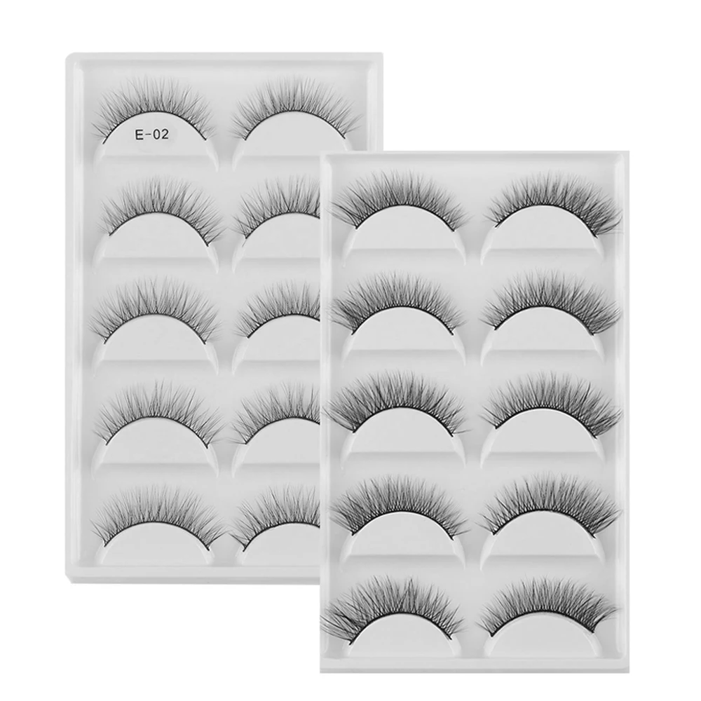 

5 Pairs 3D Mink Hair False Eyelashes Super Natural Long Cross Fake Eyelash Charming Handmade Eye Lashes Makeup Extension Tools