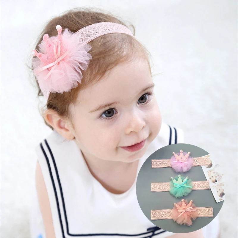 Baby Girl Headbands Crown Bows Newborn Kids Headbands Lace Infant Baby