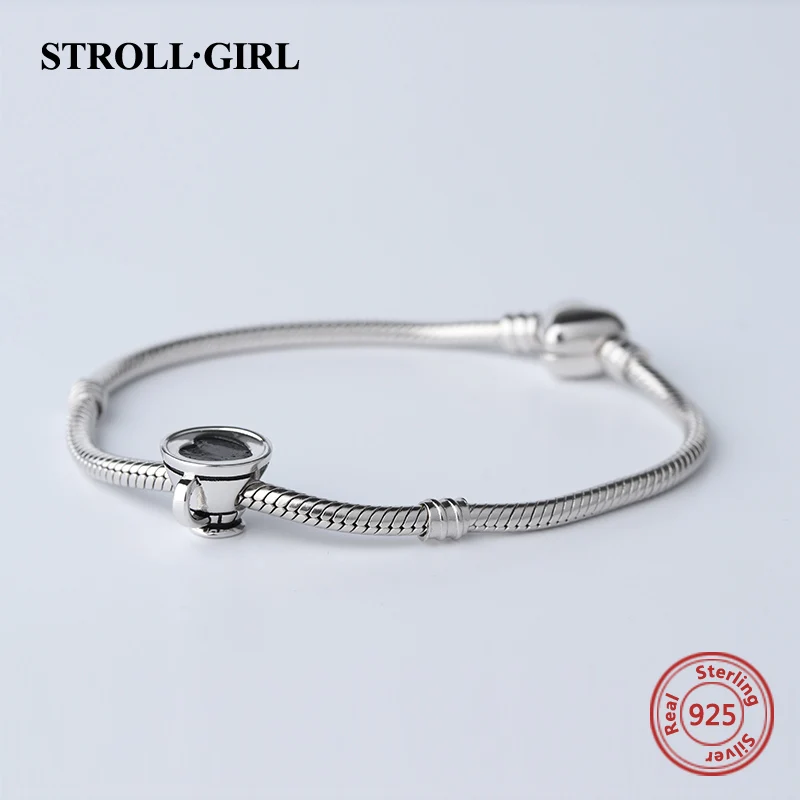 StrollGirl genuine coffee cup beads 925 sterling silver Charms fit original pandora pendant bracelet diy jewelry making gifts