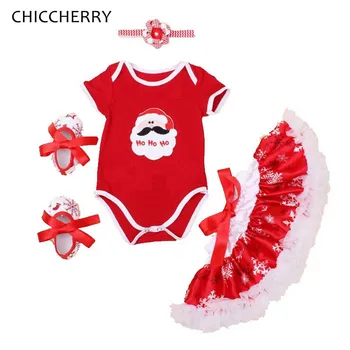 

Santa Claus Baby My First Christmas Girl Bodysuit Snowflake Skirt Headband Shoes Newborn Tutu Sets Infant Clothing Bebek Giyim