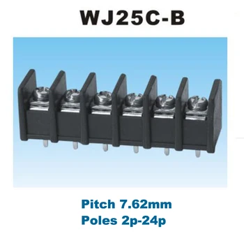 

20pcs Pitch 7.62mm Barrier Screw PCB Terminal Block Straight 2/3/4/5/6/7/8Pin morsettiera connectors 25C-B 300V 15A 14AWG 2.5mm2