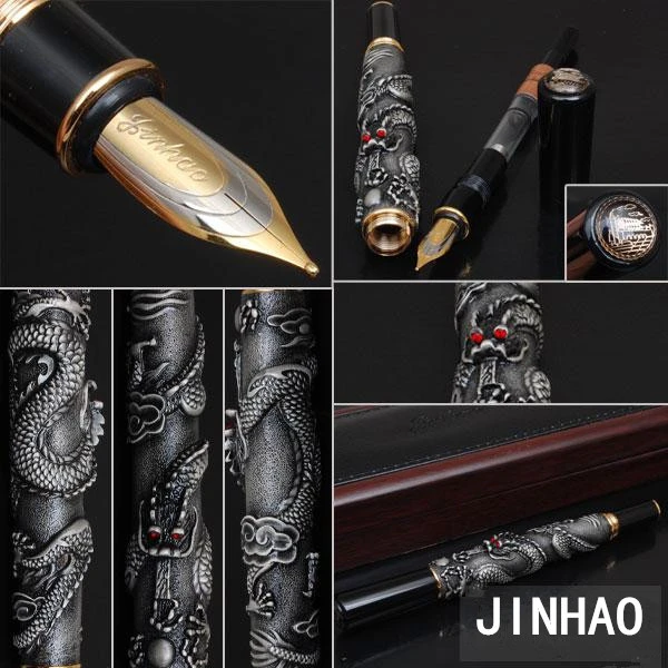 Mooi verloving Hinder Jinhao Luxury Eastern Dragon Dragon Ancient Silver Fountain Pens Office  Business School Writing Pen - Fountain Pens - AliExpress