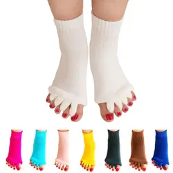 Массаж носки с пятью раздельными пальцами разделитель пальцев для пальцы ноги выравнивания боли носки для женщин антимозольный гель