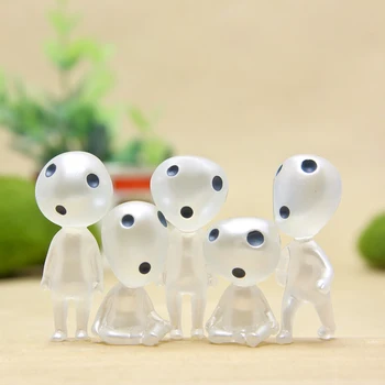 

5pcs/lot Miyazaki Hayao Princess Mononoke Noctilucence Kodama Tree Spirit Resin Action Figure Toys Kids Gifts