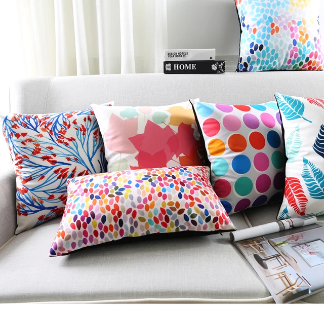 Colorful Tree Leaves Cushion Covers Modern Geometric