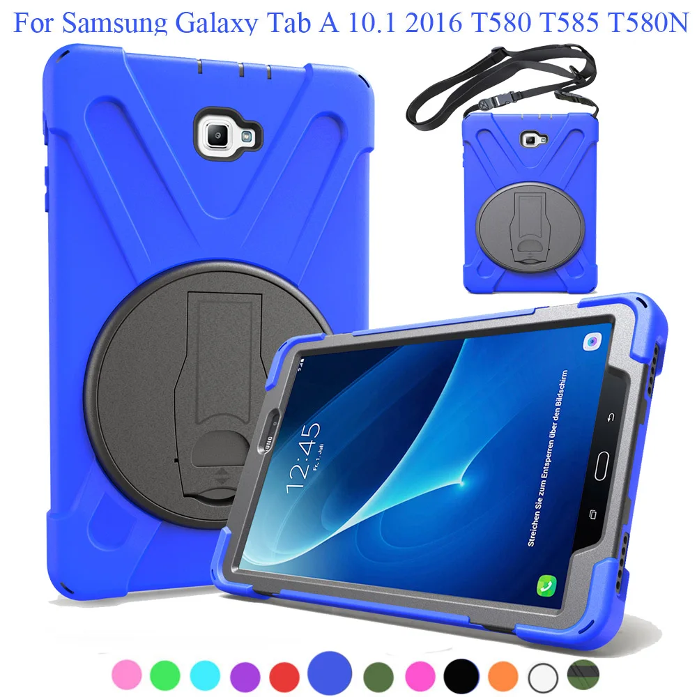 

For Samsung Galaxy Tab A 10.1 2016 T580 T585 SM-T580 T585 Tablet Case Kids Heavy Duty Silicone Hard Cover Protector Stand funda