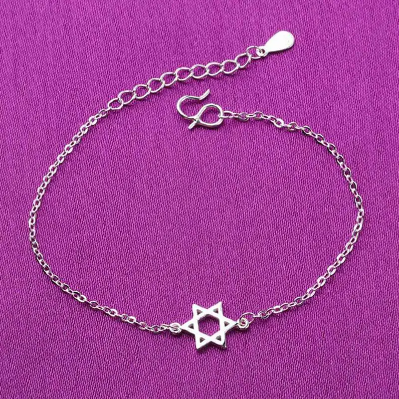 Simple Silver Gold Six-Pointed Star Bracelet For Women Fashion Hollow Geometric Metal Hexagonal Pendant | Украшения и аксессуары