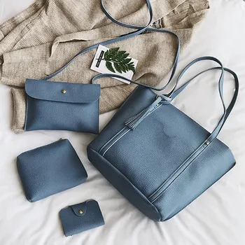 

Woman bag 2019 New Fashion Four-Piece Shoulder Messenger Wallet Handbag elegant anti-theft Composite travel bag