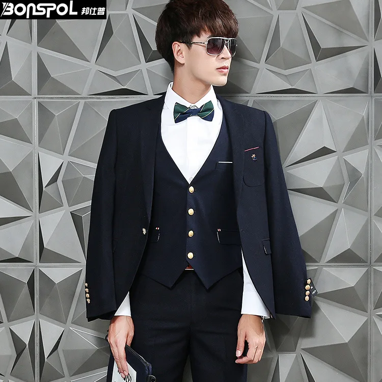 Chaqueta Deportiva Slim Fit Senores Traje En Gris Con Chaleco Traje Boda Escenario