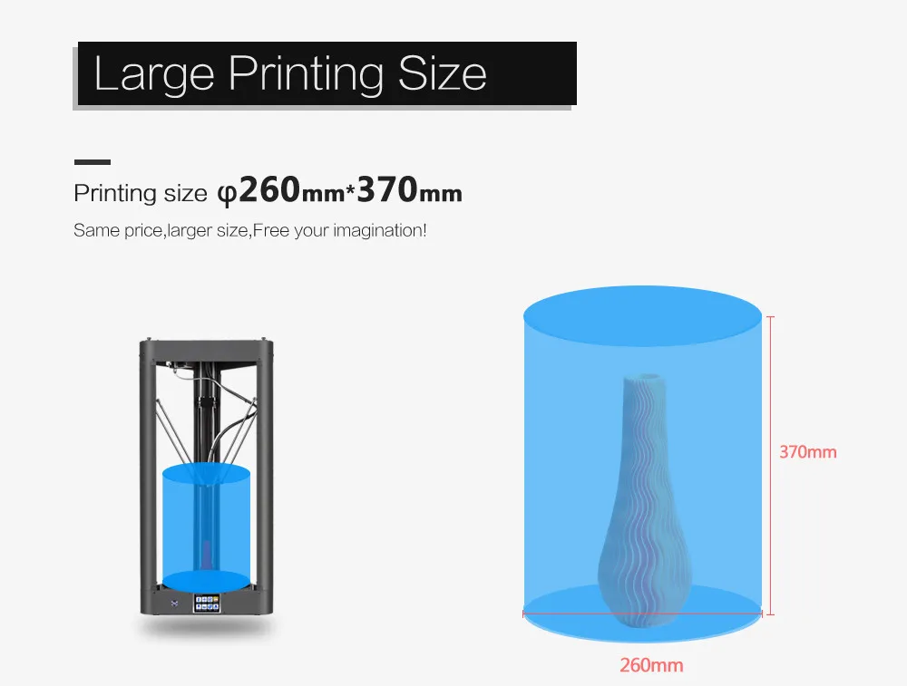 Высокоскоростной 3D-принтер Flsun-QQ, предварительно Сборный Металлический каркас, решетчатое стекло, большая площадь печати 260*260*370 мм, сенсорный экран, Wifi