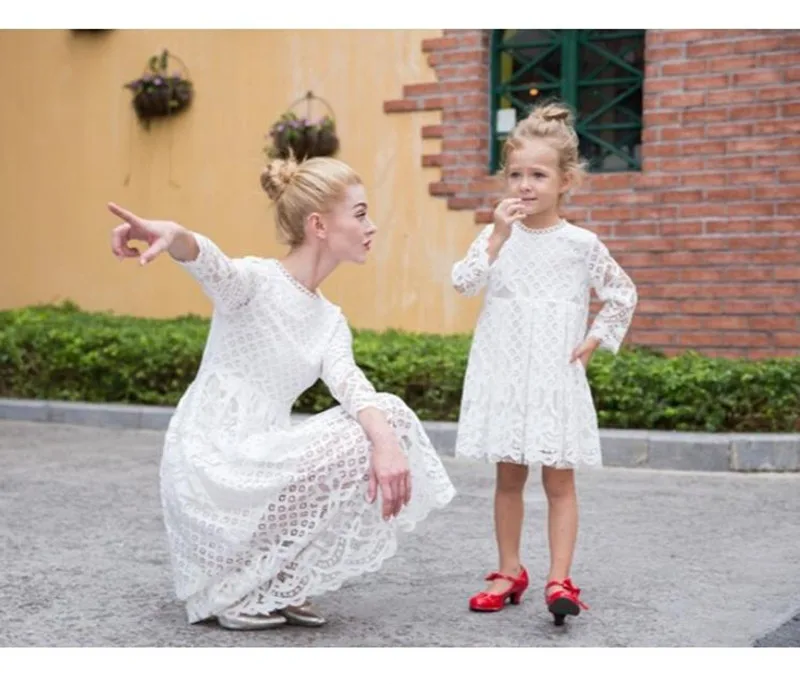 Cekcya/платье «Мама и я»; Семейные комплекты; платья для мамы и дочки; кружевные Семейные комплекты для мамы и ребенка; женское свадебное платье