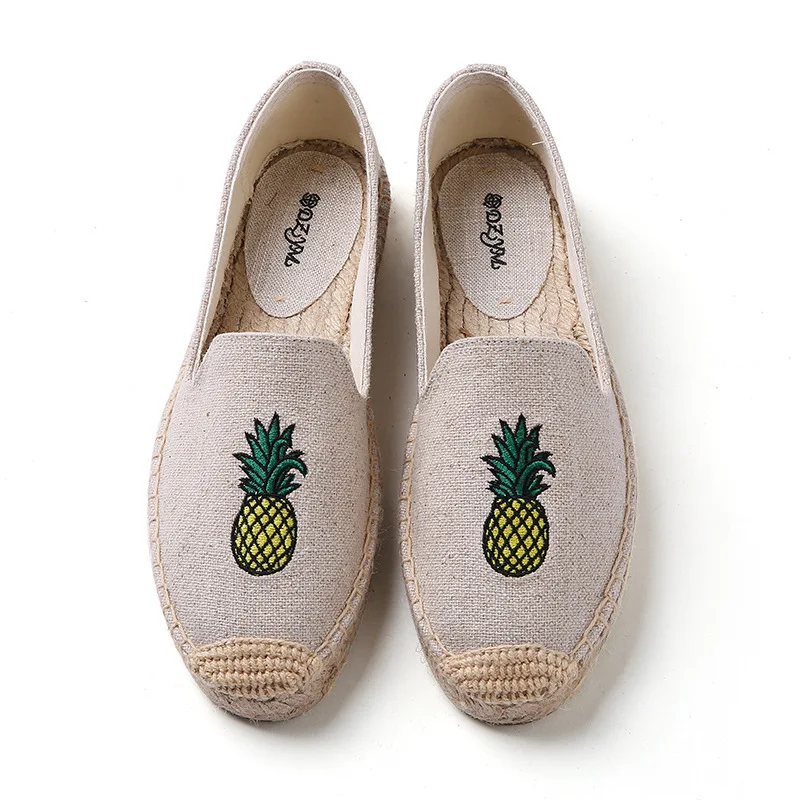

DZYM Pineapple Linen Weaving Women Flats Fashion Design Sneakers Canvas Espadrilles Summer Loafers Zapatos Mujer Driving Shoes