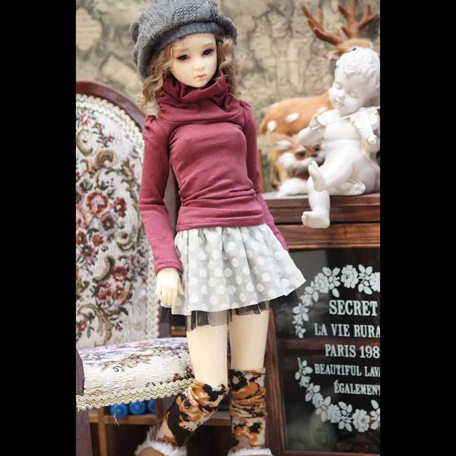 Одежда для кукольного использования Cateleya 1/3 msd dz bjd sd dd dddy винно-красный джемпер с