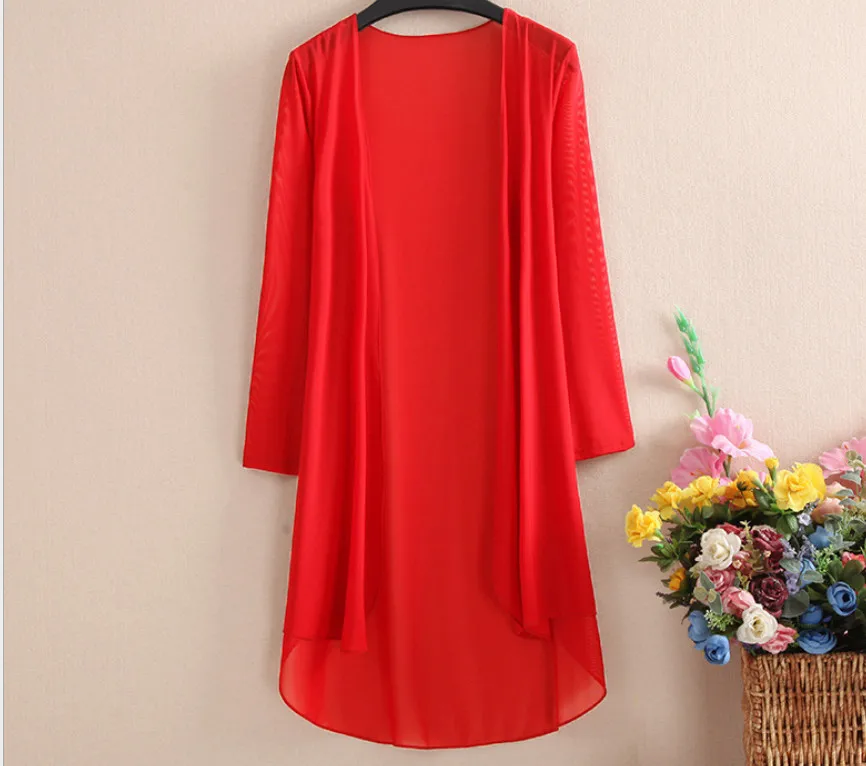 Летнее платье кардиганы повседневные пляжные платья Jaquetas Casaco белый фиолетовый Лавандовый зеленый черный оранжевый синий XL~ 5XL 12 цветов - Цвет: red