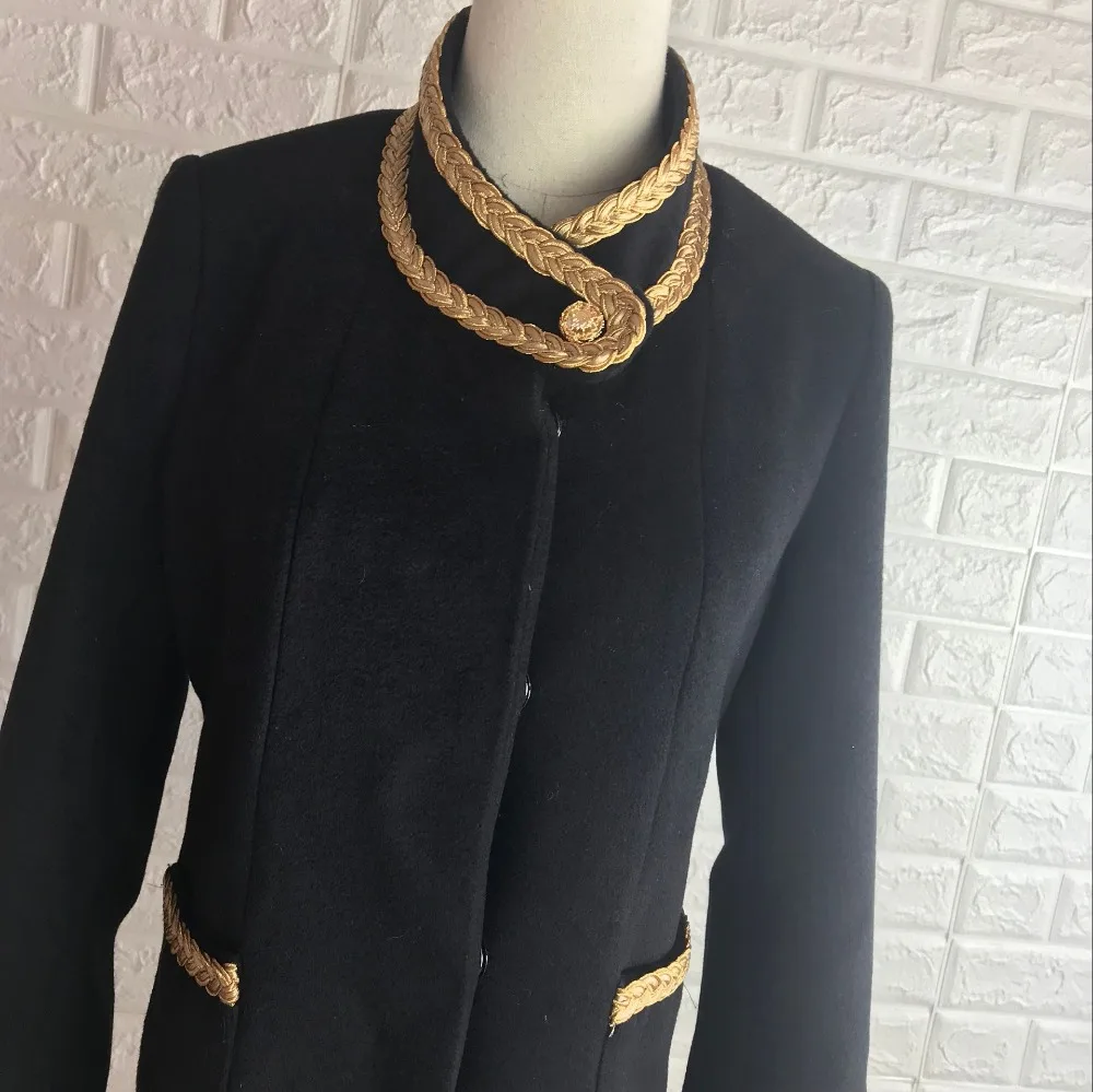 KENVY/брендовая модная женская Высококачественная Роскошная зимняя элегантная британская длинная черное шерстяное пальто