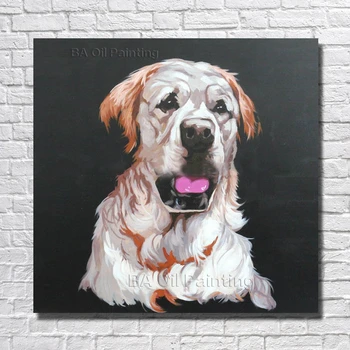 

Large Hand-painted Abstract animal Oil Painting on Canvas Handmade cute dog Paintings For Living Room Wall Art Pictures Gift