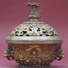 Канси Royal Бронзовый 24 К Золото серебро ДВОЙНОЙ РЫБЫ Повезло цветок Jar Пот кадило