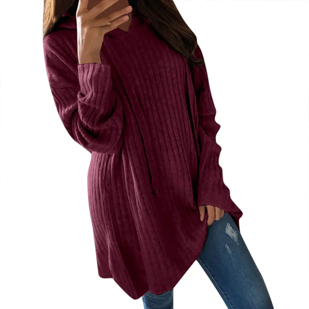SAGACE, повседневные, свободные, длинные, женские толстовки, свитера, женские пуловеры, топы, блуза, высокое качество, Женский пуловер, свитер - Цвет: Красный