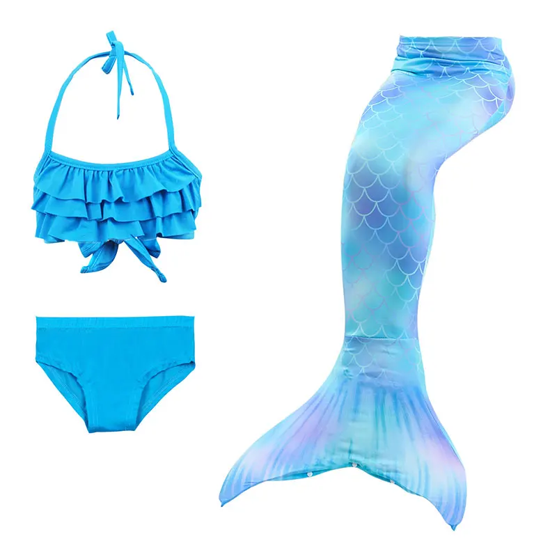 Детский купальный костюм с хвостом русалки для девочек, купальный костюм бикини, купальник, хвост маленькой русалки, детские пляжные костюмы для косплея - Цвет: 68-3