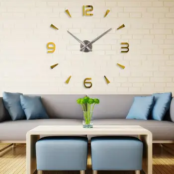 

Acrylic Frameless DIY 3D Wall Clock Home Living Room Decoration Modern Digital Large Size with EVA Sticker