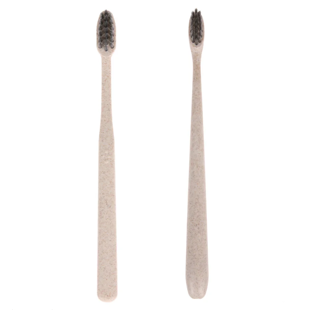 

Soft Bamboo Charcoal Oral Hygiene Toothbrush Portable Travel Tongue Cleaner Teeth Cleansing Toothbrush Wheat Straw Handle