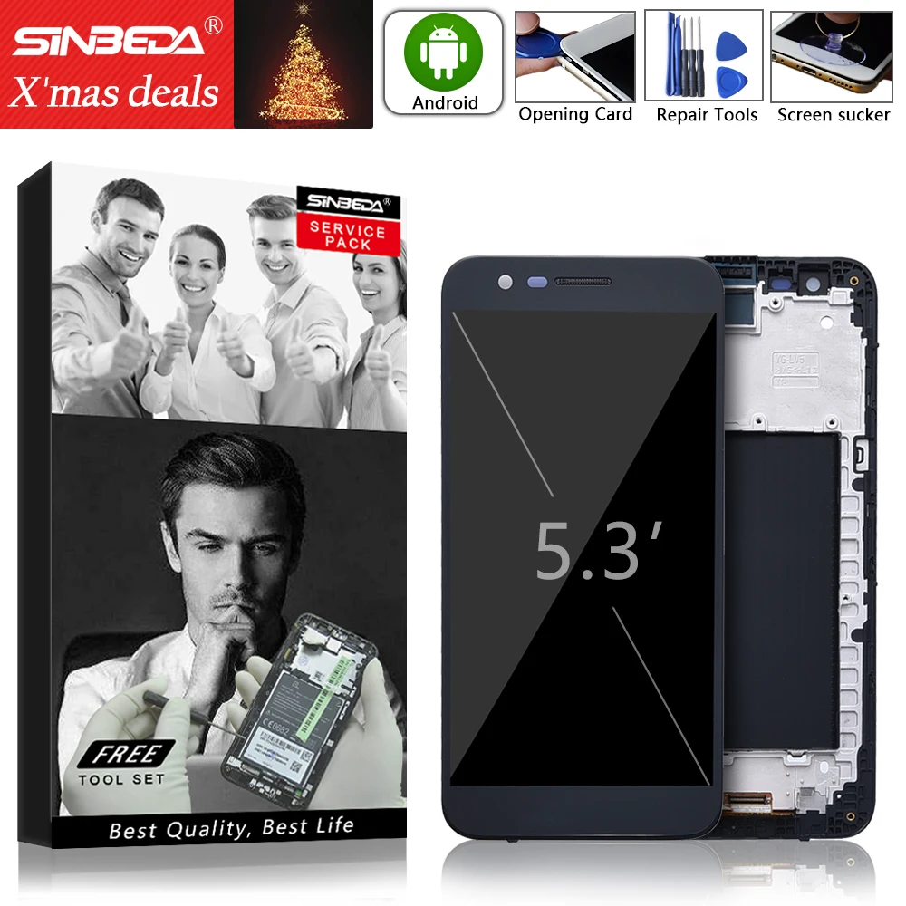 

5.3"Sinbeda For LG K10 2017 LCD Display Touch Screen with Frame Digitizer Replacement For LG K10 2017 Display M250 M250E M250DS@
