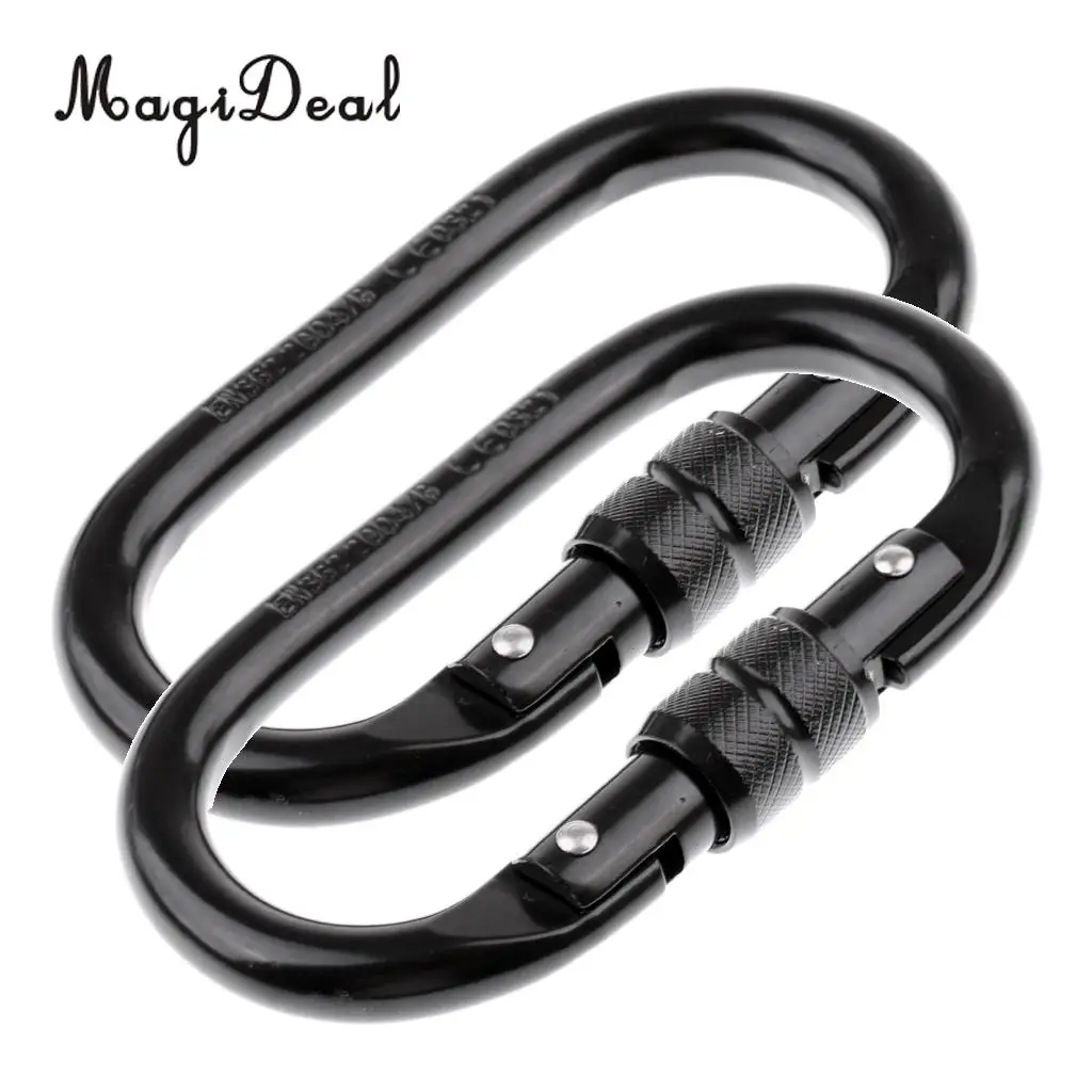 

MagiDeal 2 Pieces O-Shaped Climbing Screwgate Carabiner For Climbing Hammock Rappelling 25KN 5600lbs