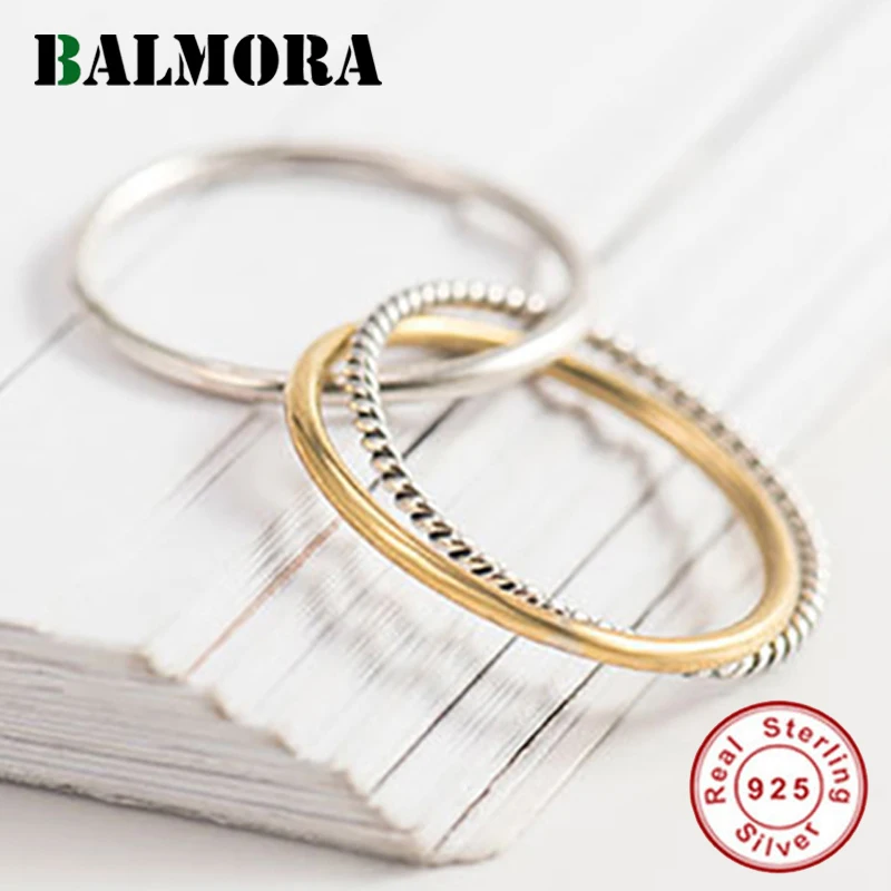 BALMORA, новинка, 925 пробы, серебро, 3 круга, кольца на палец для женщин, для влюбленных, простые, модные, ювелирные изделия, Anillos, высокое качество, HYR0253