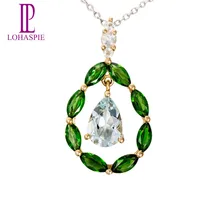 Lohaspie камень ювелирные изделия натуральный хром диопсид 10 К желтого золота Романтический кулон прекрасные модные ювелирные изделия из драгоценных камней для женщин подарок