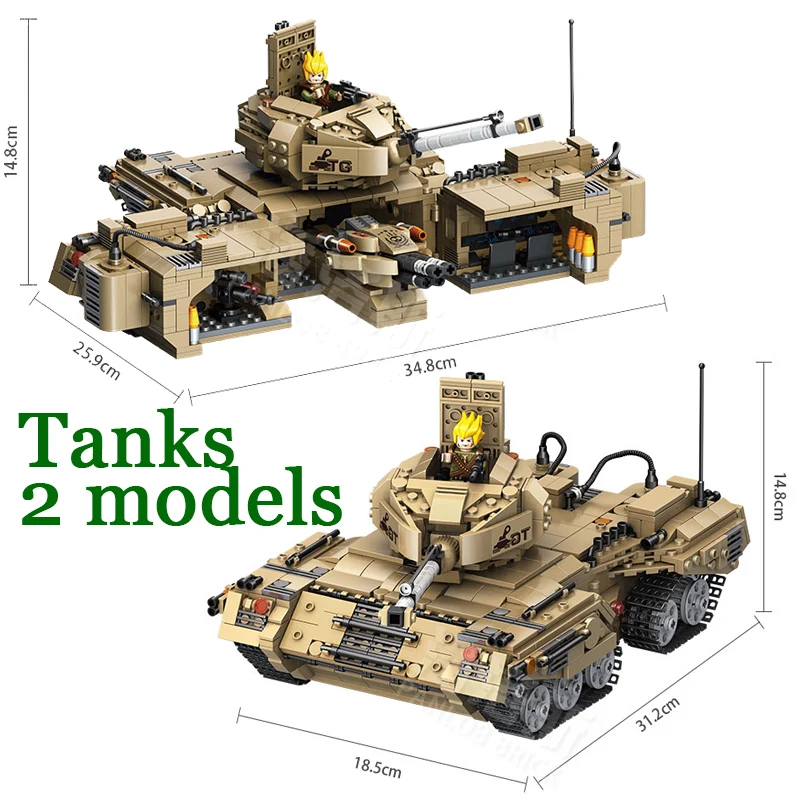 

1435pcs 2in1 Army World Military of Tanks Soldiers Building Blocks Bricks compatible legoingly Toys For Children Boys ww2 German