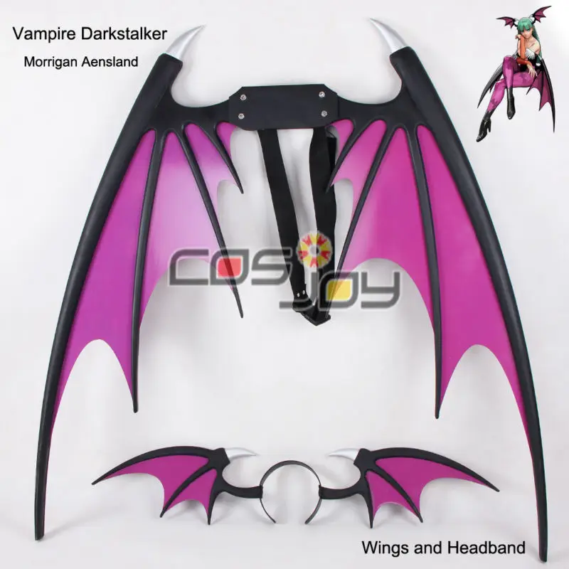 Вампир Темный Сталкер Morrigan Aensland крылья и повязка на голову реквизит косплея из