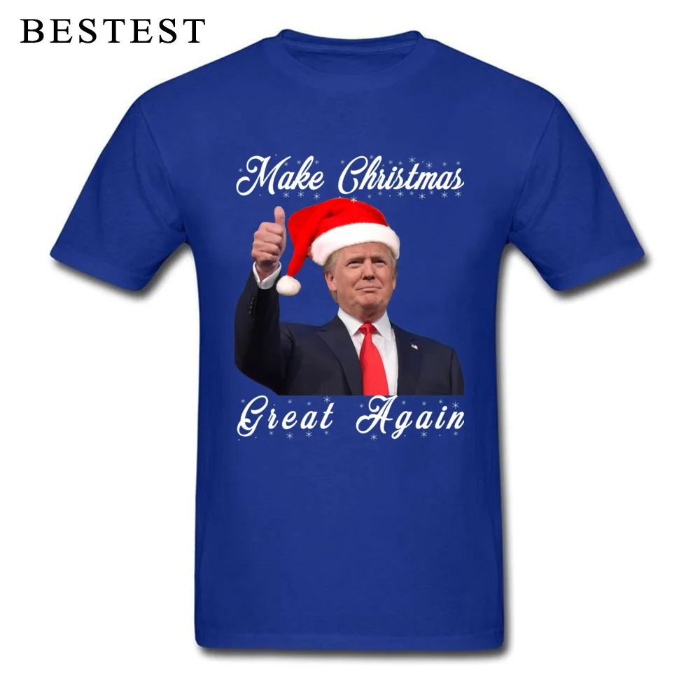 O Neck Fashionable 100% Cotton Fabric Mens T-Shirt Printed On Short Sleeve Tops T Shirt New Coming Family Tshirts Make ChristmasGreat Again Donald Trump Shirts 2151 blue