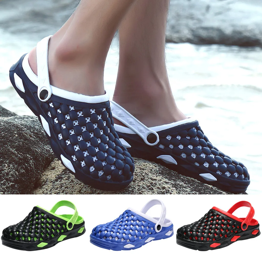 

Jaycosin Summer Men's Mixed Color Sandals Lightweight Breathable Beach Shoes Non-Slip Hole Shoes 2019 Apr25 p40