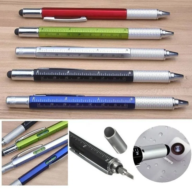 

Multi-function Screwdriver Pen Tool Ballpoint Pen Touch Screen Screwdriver Ruler Spirit Level Hand Tools