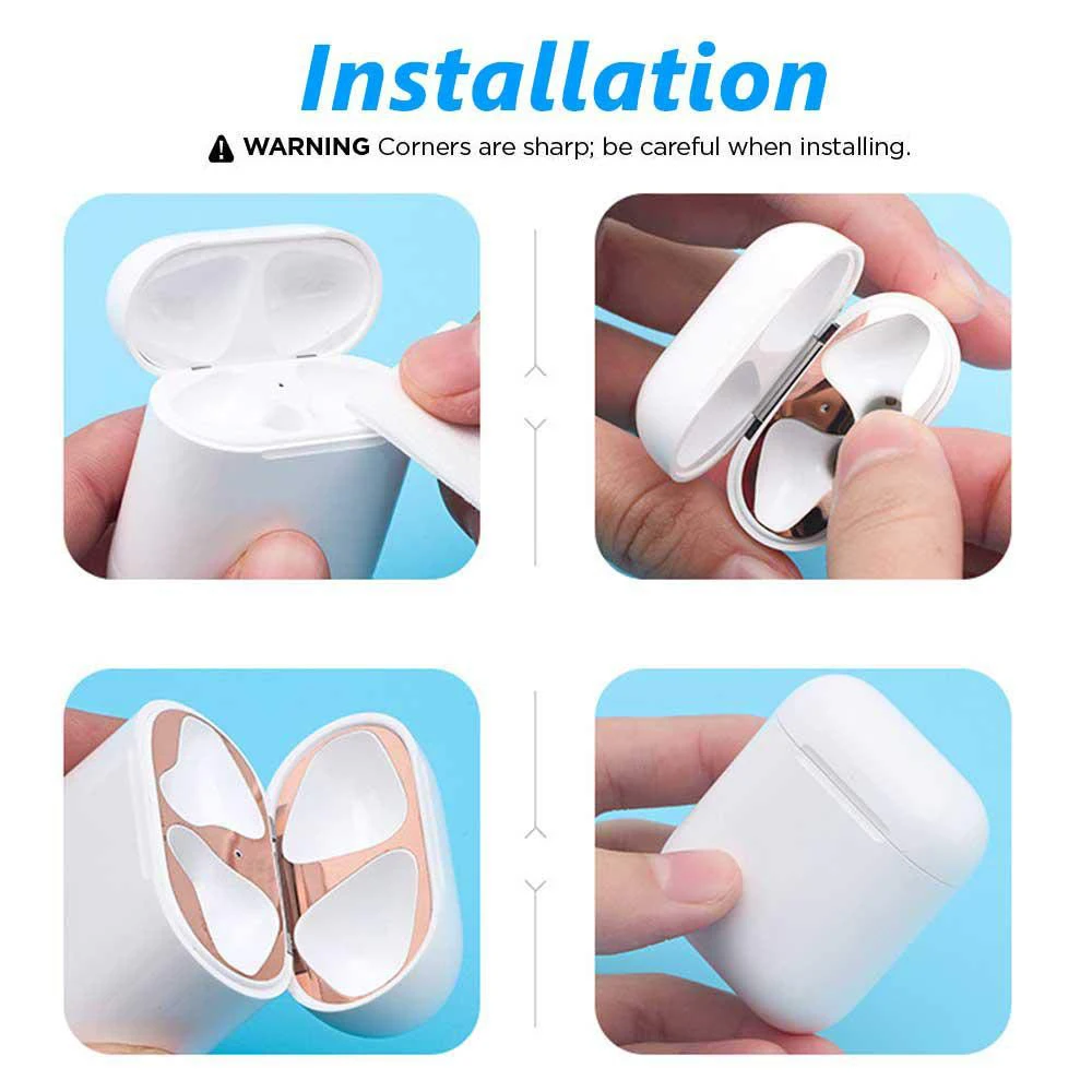 

Airpods Bluetooth Headphones 2019 new Metal Dust Guard for Ap10010ple Airpods Earphone Case Shell Skin