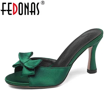 

FEDONAS 2019 New Fashion Vintage Silk Women Sandals Classic Elegant Women High Heels Summer Party Prom Shoes Woman Casual Shoes