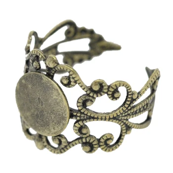 

20 Bronze Tone Adjustable Filigree Rings 18.3mm US 8mm