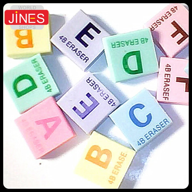 

50pcs/lot Cartoon puzzle English Letter Eraser For Kid's Birthday Christmas Gift Rubber Cute Stationery prize Free shipping