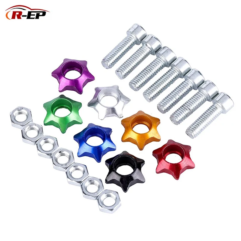 

R-EP 20pcs Universal Car modification gasket M6 hexagonal color gasket screw license plate Bolts frame decoration gasket