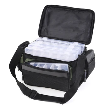 

LEO Fishing Reel Lure Bag Multifunctional 42 * 26 * 17cm Fishing Storage Shoulder Bag with/without 5 Tackle Boxes coil case