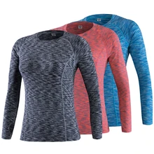 Профессиональные эластичные плотно облегающие Женские футболки для фитнеса, бега, занятий спортом, тянущиеся футболки с длинными рукавами для бега