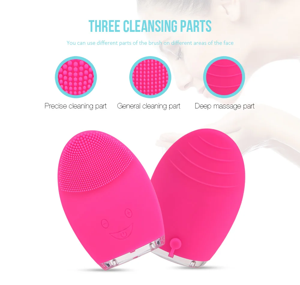 Rechargeable Silicone Facial Cleansing Brush Water-resistant Vibrating Massager