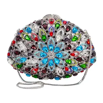 

Boutique Colorful Rhine Stone Ellipse Fashion Ladies Luxury Bags Dinner Party Day Evening Bag Clutch Bags A527
